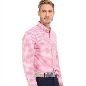 M Pink Corozi Gingham Slim Tucker Shirt
